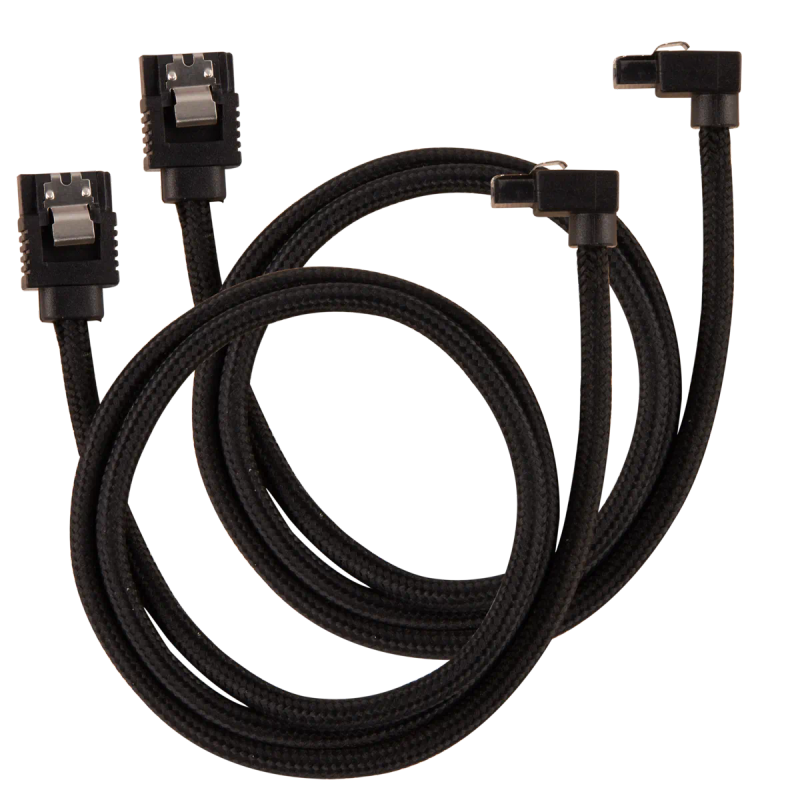 Corsair Premium Sleeved SATA Data Cable Set with 90° Connectors; Black; 60cm