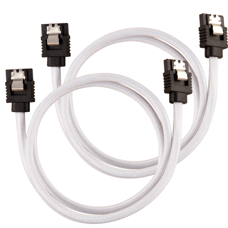 Corsair Premium Sleeved SATA Data Cable Set with Straight Connectors; White; 60cm