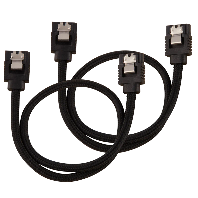 Corsair Premium Sleeved SATA Data Cable Set with Straight Connectors; Black; 30cm