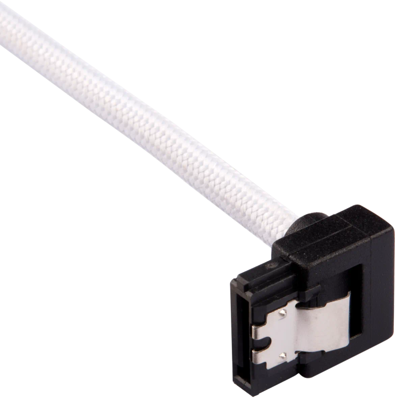 Corsair Premium Sleeved SATA Data Cable Set with 90° Connectors; White; 30cm