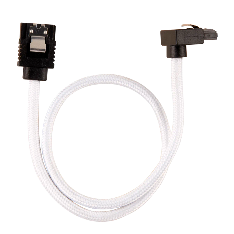 Corsair Premium Sleeved SATA Data Cable Set with 90° Connectors; White; 30cm