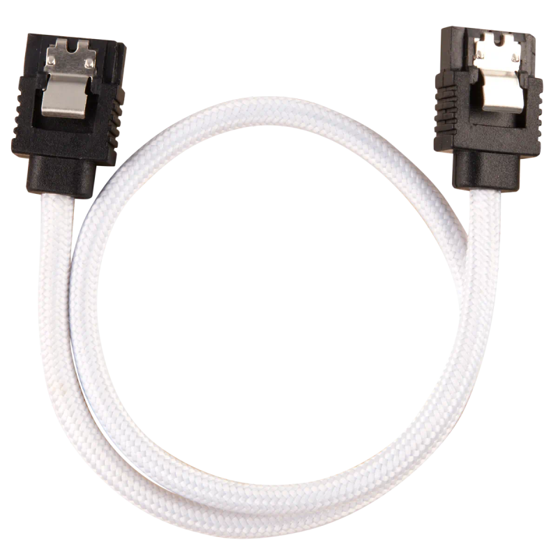 Corsair Premium Sleeved SATA Data Cable Set with Straight Connectors; White; 30cm
