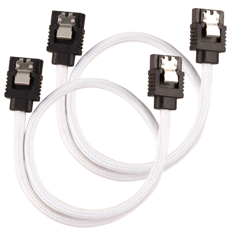 Corsair Premium Sleeved SATA Data Cable Set with Straight Connectors; White; 30cm