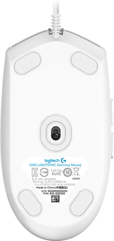 Logitech Gaming G102 LightSync RGB Mouse 200DPI to 6000DPI adjustable optical sensor;White