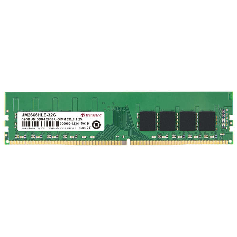 Transcend 32Gb Jet Memory Ddr4 2666Mhz Desktop Udimm 2Rx8 2Gx8 Cl19