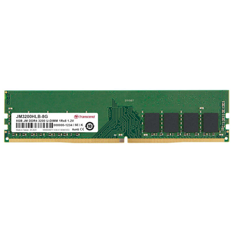 Transcend 8Gb Ddr4 3200 Desktop U-Dimm 1Rx8 1Gx8 Cl22 1.2V