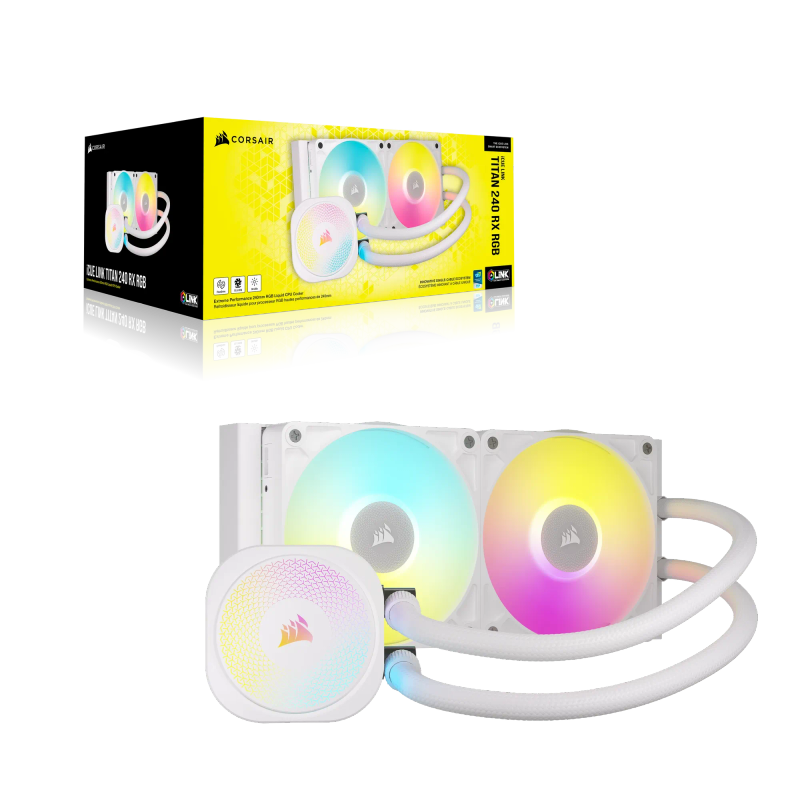 Corsair Icue Link Titan 240 Rx Rgb Liquid Cpu Cooler - White  Rx120 Rgb Fans  Fits Intel® ...