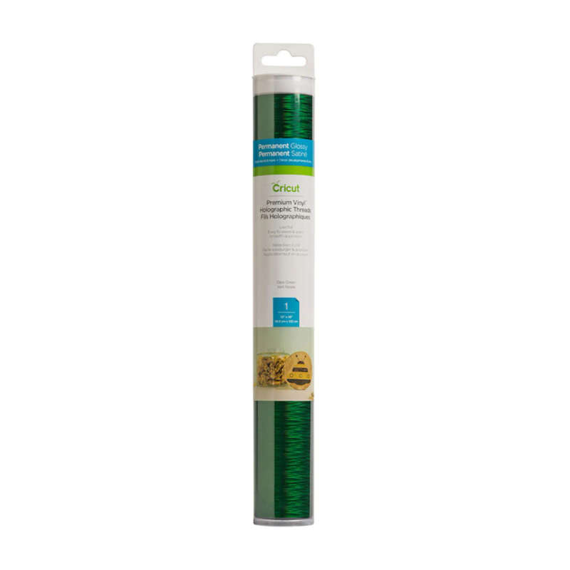 Cricut Premium Holographic Threads Vinyl True Green 30.5X122Cm - Eye-Catching Sparkle!