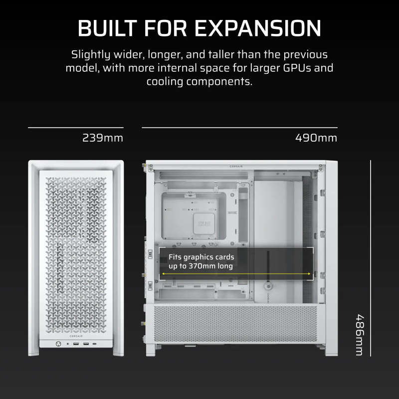 FRAME 4000D Mid-Tower PC Case; No Fans - White.