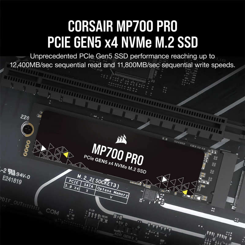 Corsair MP700 PRO 1TB M.2 NVMe PCIe Gen. 5 x4 SSD (no heatsink).