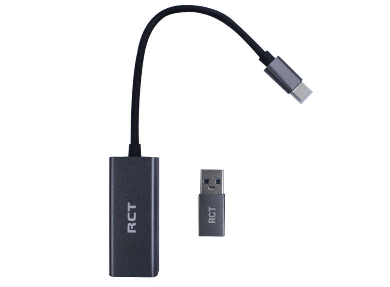 Rct Adp-Gn3126 Usb 3.1 Type C Gigabit Rj45 Ethernet Adaptor With Usb Type A Adaptor