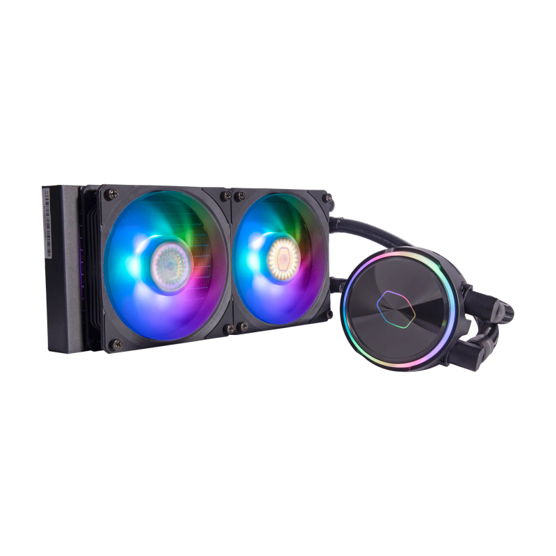 Cooler Master Pl240 Flux 240Mm Aio Cooler Dual Pump Chamber Low Profile Radiator Dual Loop Argb Pump