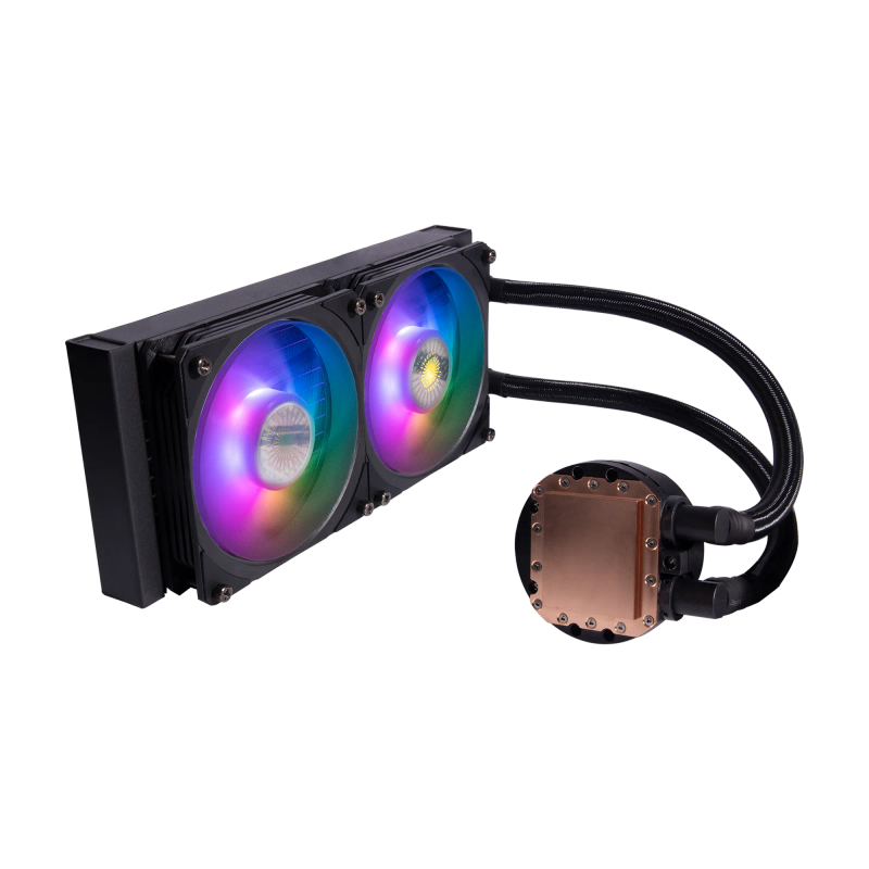 Cooler Master Pl240 Flux 240Mm Aio Cooler Dual Pump Chamber Low Profile Radiator Dual Loop Argb Pump