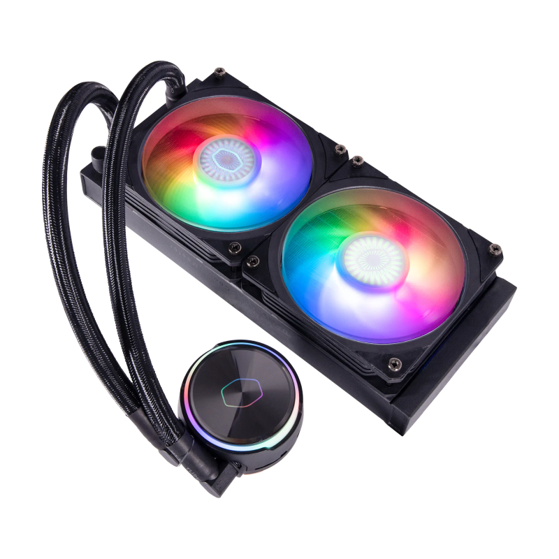 Cooler Master Pl240 Flux 240Mm Aio Cooler Dual Pump Chamber Low Profile Radiator Dual Loop Argb Pump