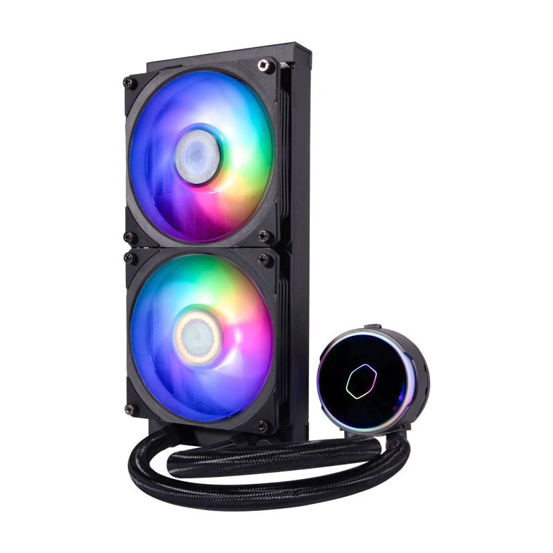 Cooler Master Pl240 Flux 240Mm Aio Cooler Dual Pump Chamber Low Profile Radiator Dual Loop Argb Pump