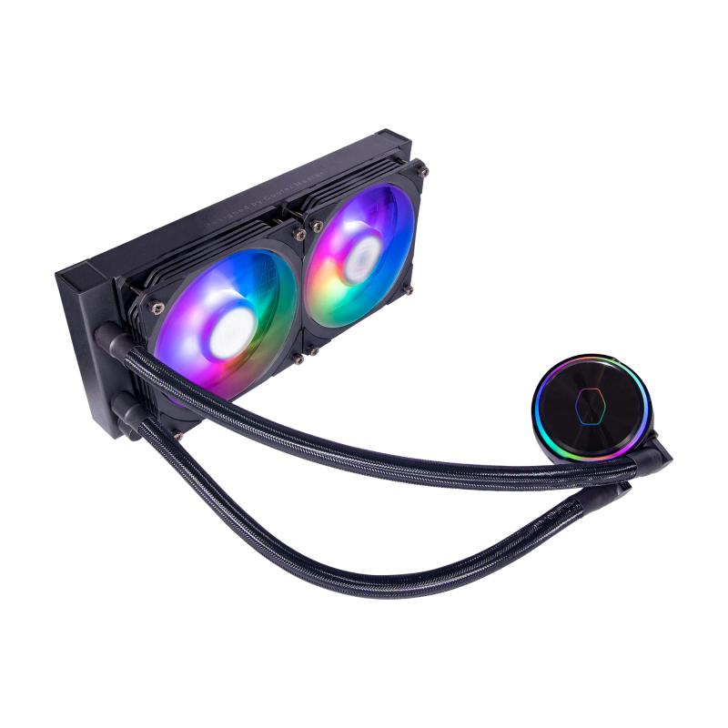 Cooler Master Pl240 Flux 240Mm Aio Cooler Dual Pump Chamber Low Profile Radiator Dual Loop Argb Pump