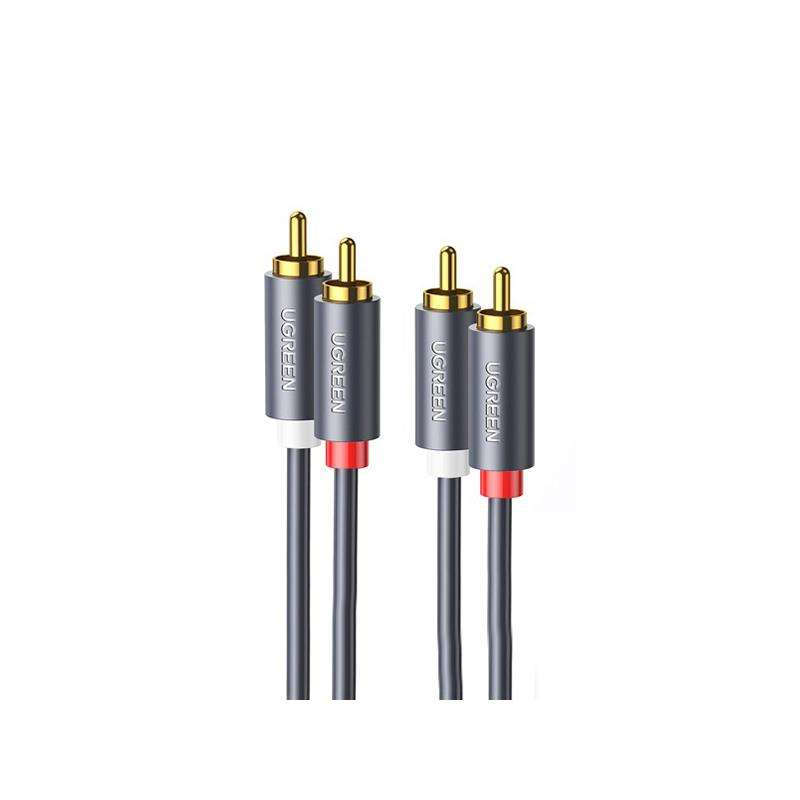UGreen 10517 2RCA Male to Male Round 1.5m Stereo Cable with Gold-Plated Connectors and Delivers S...