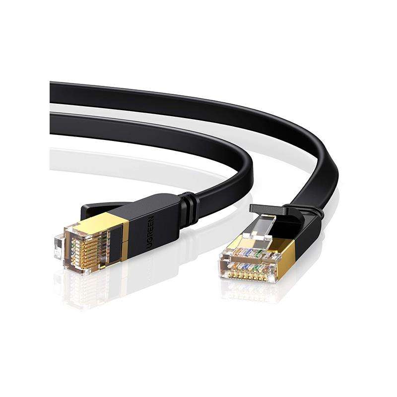 UGreen 11261 CAT7 Unshielded FTP Male To Male Ethernet Flat LAN 2m Cable With Gold-Plated Conduct...