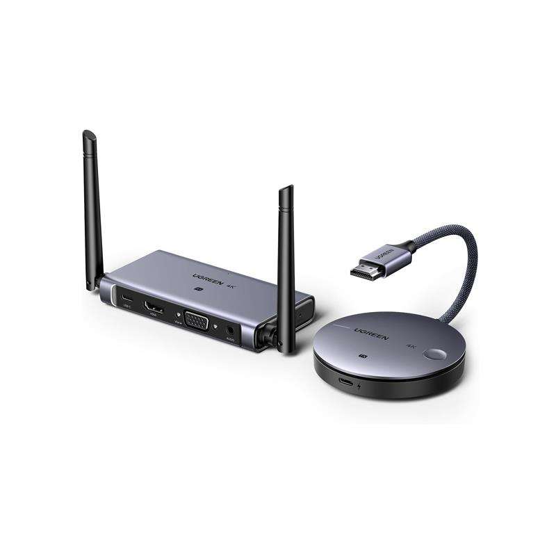 Ugreen 90909A Hdmi Vga 4K@30Hz (Max) Wireless Display Transmitter And Receiver Upto 50M (1080P) (...