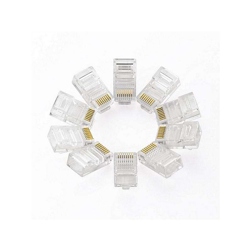 Ugreen 20329 Rj45 8P8C Lan Crimp Connector Plugs, Oxygen-Free Copper, For Cat5 Cat5E, 10-Pack, Cl...