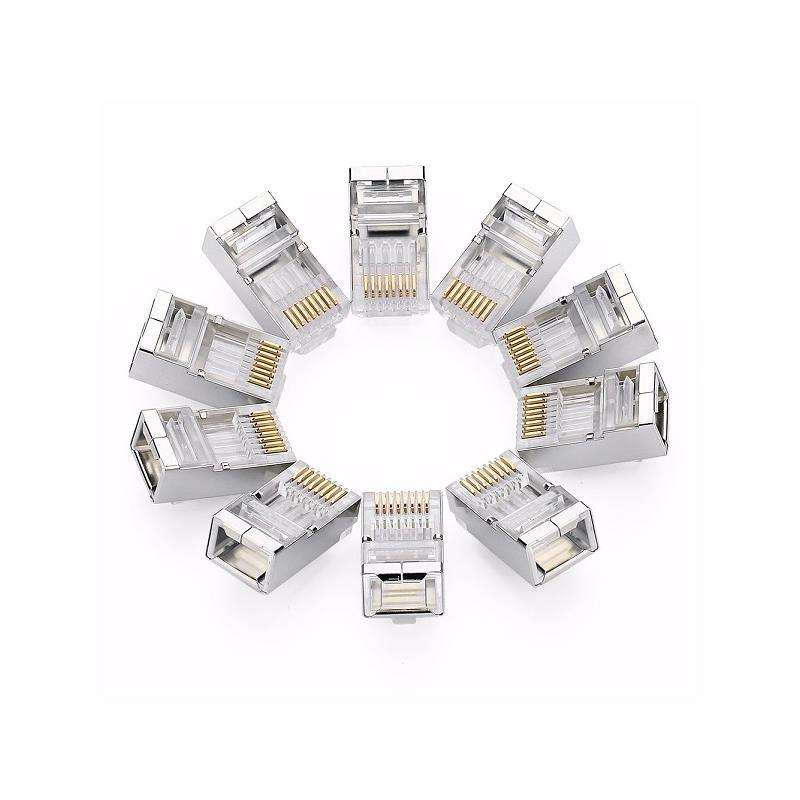 Ugreen 20333 Rj45 Cat6 8P8C Lan Crimp-Type Connector Plugs With Metal Shielded Case And Stp 50 Mi...