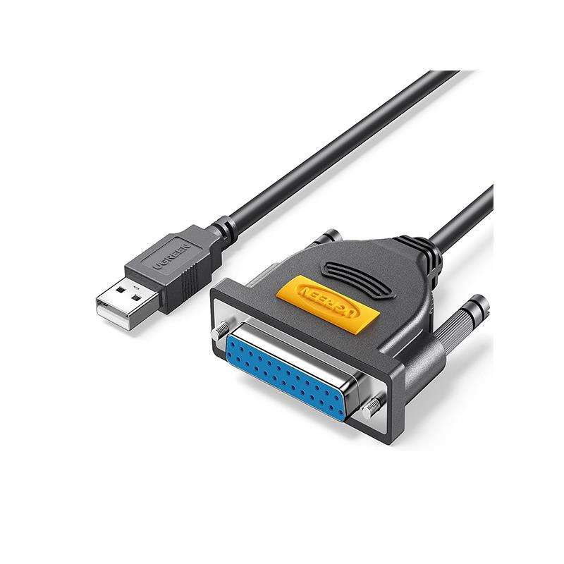 UGreen 20224 USB-A 2.0 Male to DB25 Female 1.8m Printer Cable Adapter With Nickle-Plated Connecto...