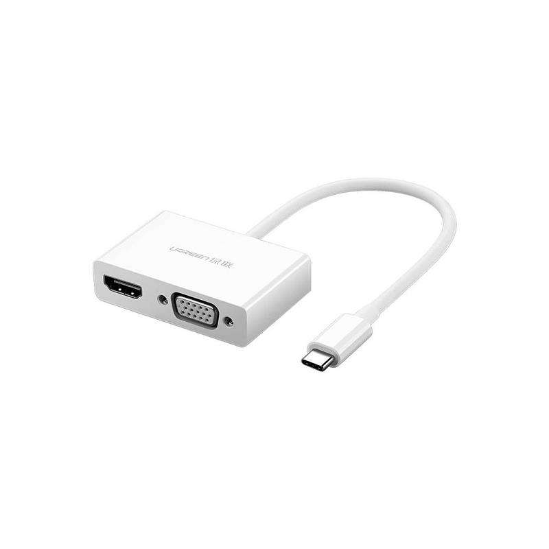 Ugreen 30843 Usb-C Male To Hdmi (W Aud) & Vga (W O Aud) Female Adapter With Solid Nickle-Plated C...