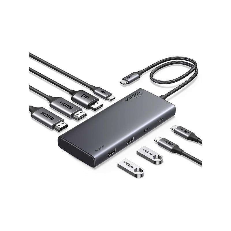 Ugreen 35625 Revodok 8-In-1 Usb-C Docking Station  Triple Display, Dual Hdmi 4K@60Hz, Dp 4K, U...