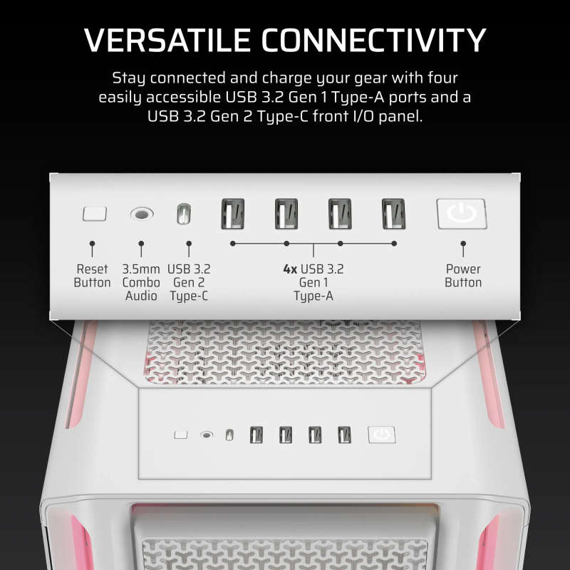 Corsair iCUE LINK 5000T LX RGB Mid-Tower PC Case; White