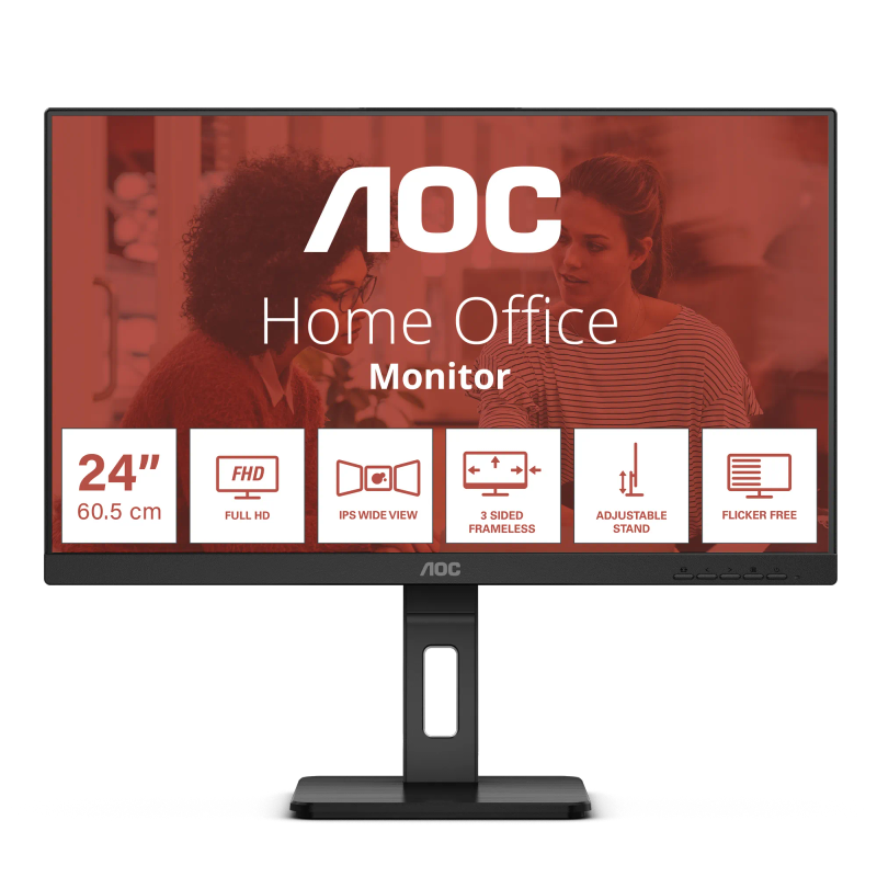 Aoc 24E3Qaf Monitor 23.8 Inch Ips Fhd 1920X1080 75Hz Hdmi Dp Vga Flicker Free; Low Blue Mode Inte...