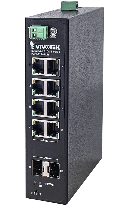 Vivotek Industrial 8Xge Poe + 2Xge Sfp Switch -40-75 Degrees