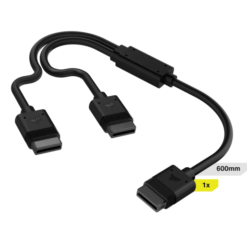 CORSAIR iCUE LINK Cable; 1x 600mm Y-Cable with Straight connectors; Black