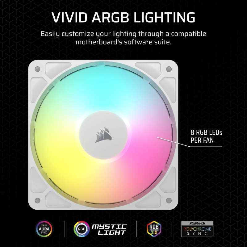 CORSAIR RS120 ARGB 120mm PWM Fan  White
