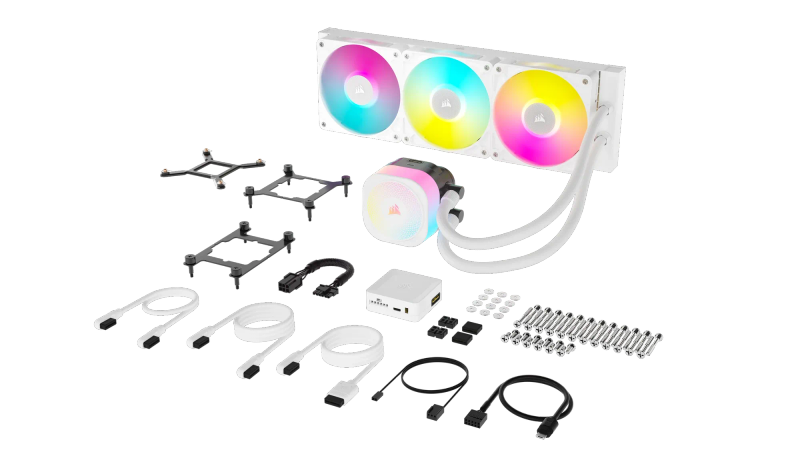 Corsair Icue Link Titan 360 Rx Rgb Liquid Cpu Cooler - White  Rx120 Rgb Fans  Fits Intel® ...