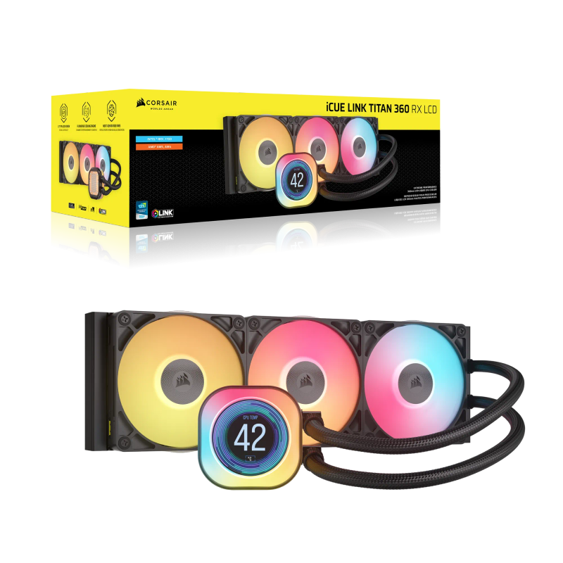 CORSAIR iCUE LINK TITAN 240 RX LCD AIO; 240mm Radiator; Liquid CPU Cooler
