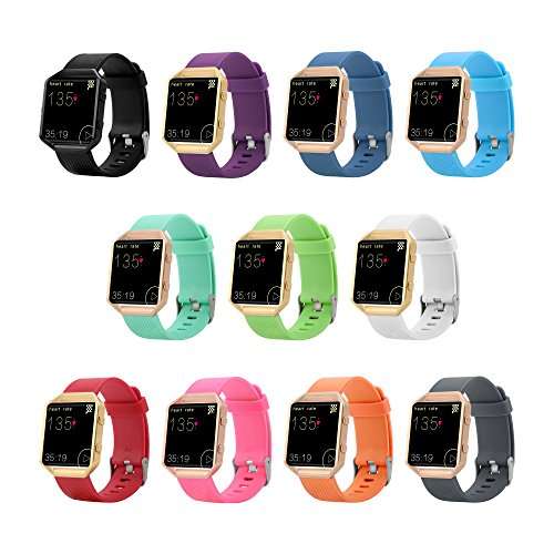 Newest Fitbit Blaze Band with Metal Frame, BeneStellar Silicone Replacement Small Large Bands Bracel