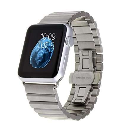 Apple Watch Band, Metal Stainless Steel iWatch Wrist Band Link Bracelet Clasp with Milled Polishing