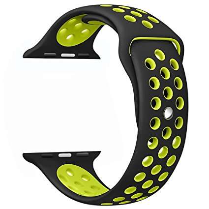 OULUOQI Apple Watch Band 42mm, Soft Silicone Replacement Wrist Strap for Apple Watch Series 2, Serie