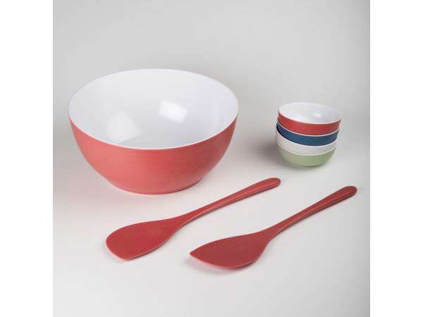 Jamie Oliver Melamine Salad Serving Set, Set of 7 - MS0004R - Red