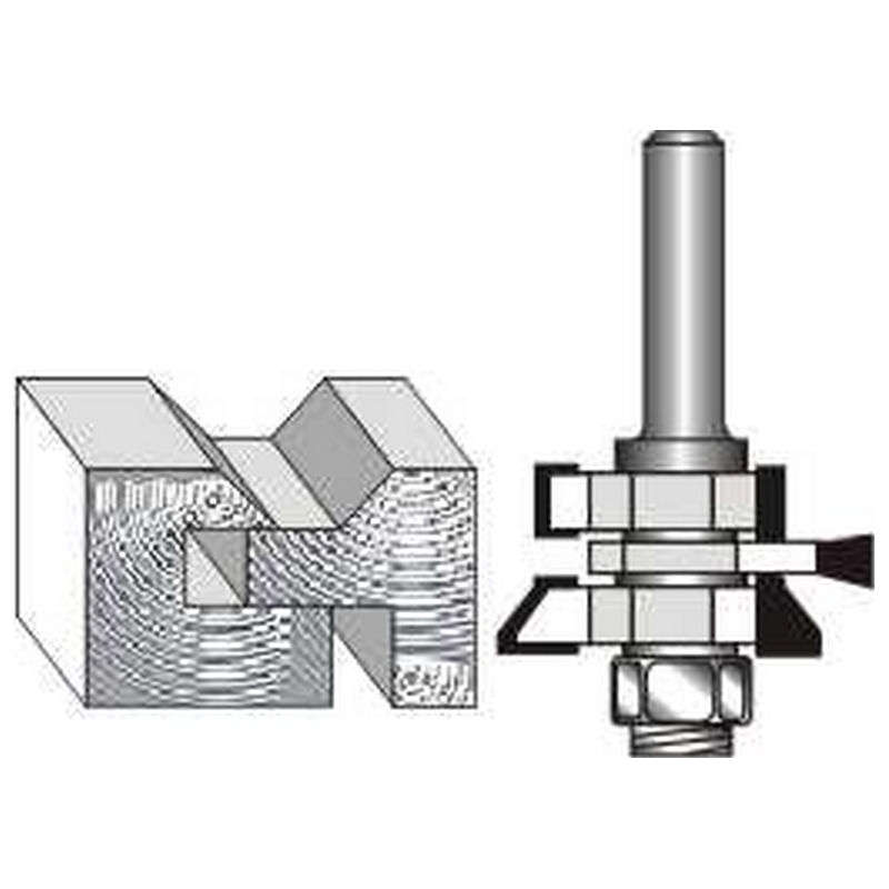 Pro-Tech V Joint Tongue & Groove Assembly  With 3.2mm Cutter 1/2" Shank