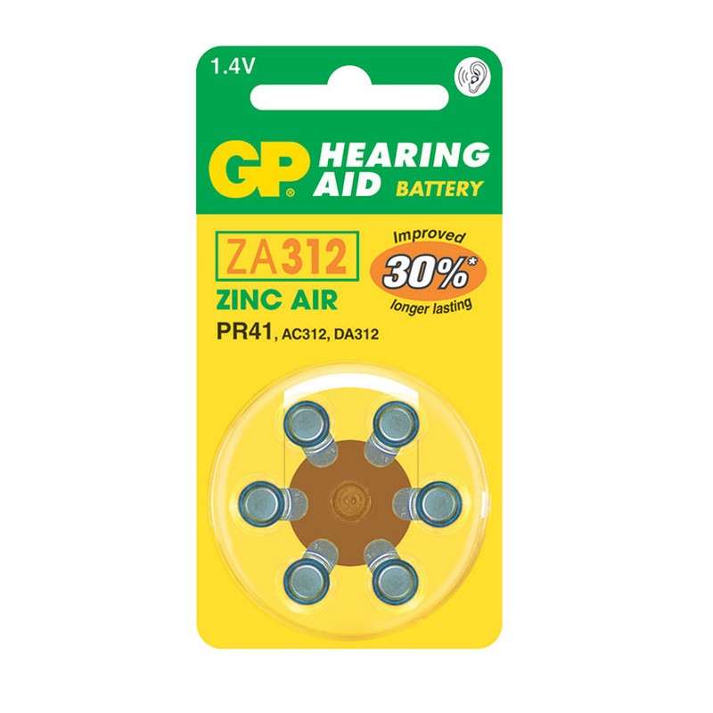GP ZA312 Zinc Air Hearing Aid Battery 6 Pack