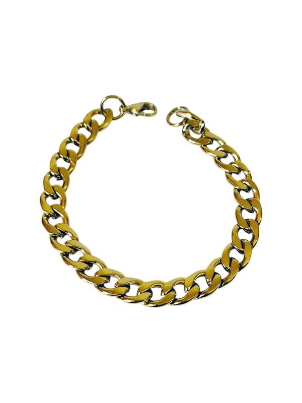 Gold Stainless-steel Curb Chain bracelet, 190x9mm