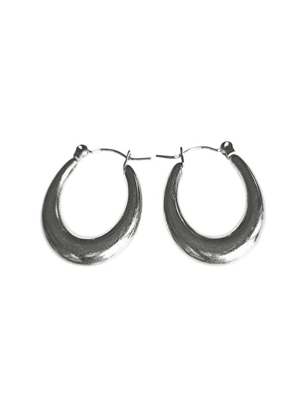 Stainless Steel Oval Hoop Earring, 26x14mm