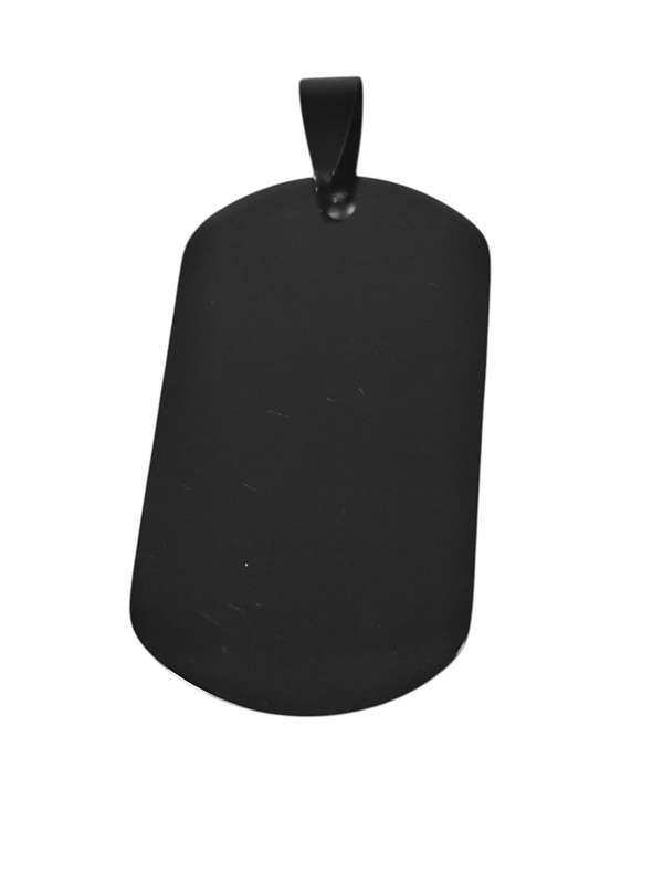 Black Dog Tag Pendant in stainless steel, 39 mm