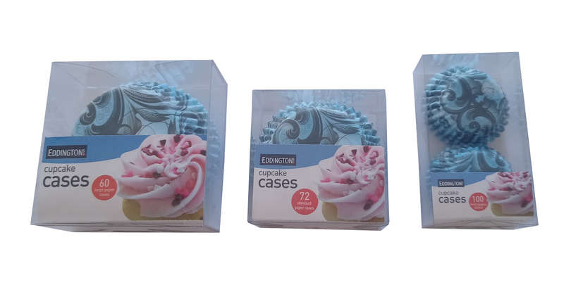 Eddingtons 232 x Cupcake Case - 3 sizes 100xS-72xM-60xL - Blue Rococo