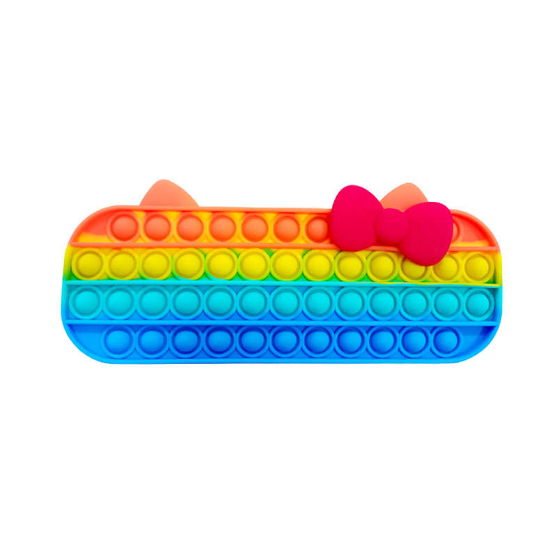 Pencil Case With Zipper Push Pop Bubble Fidget Toy - Red