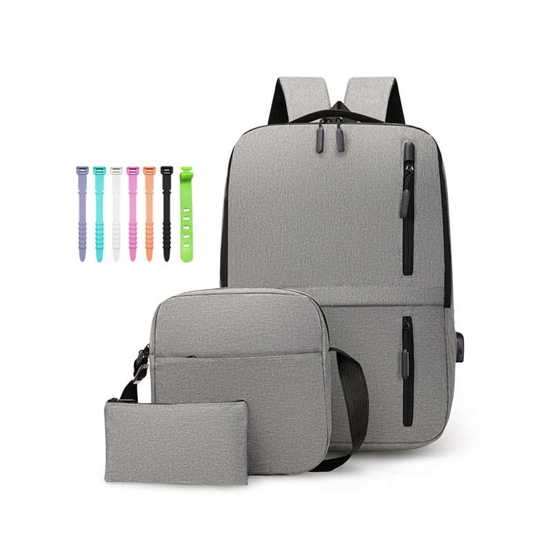 3 In 1 Travel Daypack With Lunch Bag And Cable Organizer - Grey