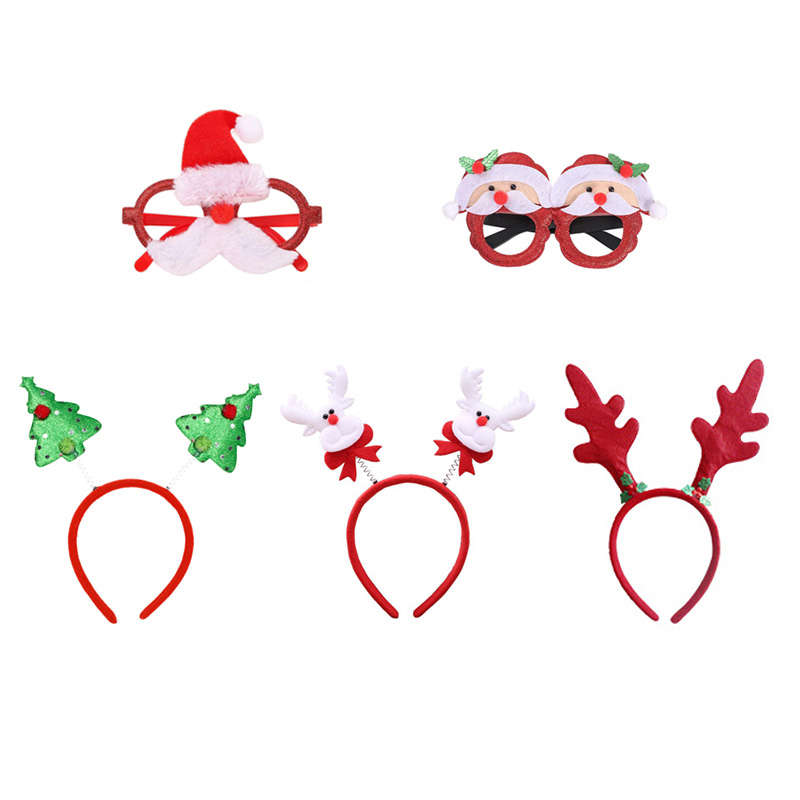 Jacaranda 5 Pack Christmas Glasses Frame and Headbands Set - Green