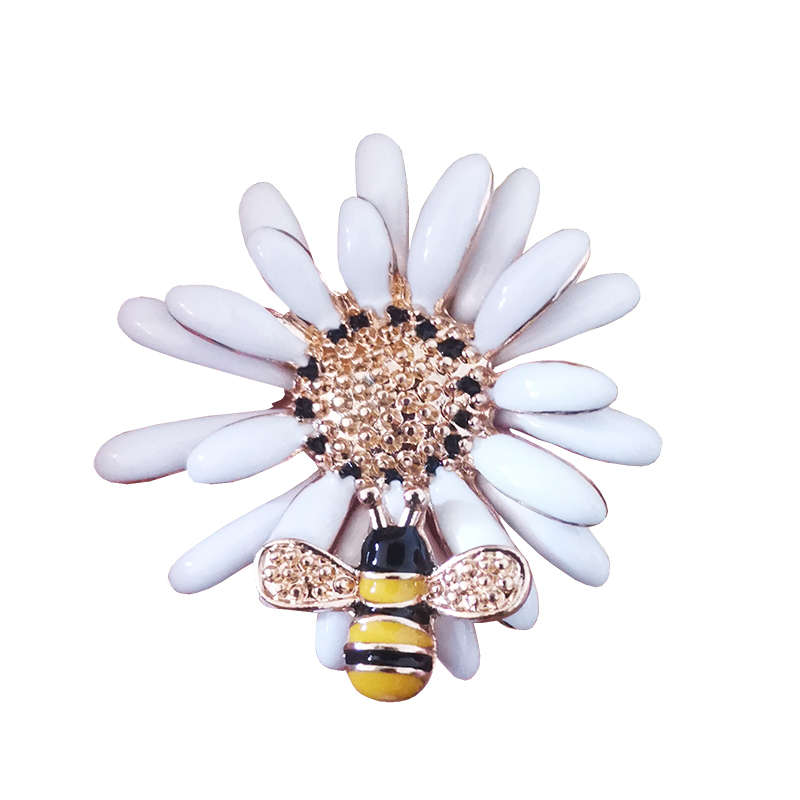 Crystal Geometry Brooch Pins For Women Bee With Flower