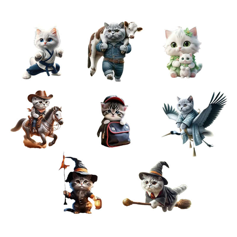 2D Acrylic Flat Charming Cats Pendants With Double-sided Thickened Design